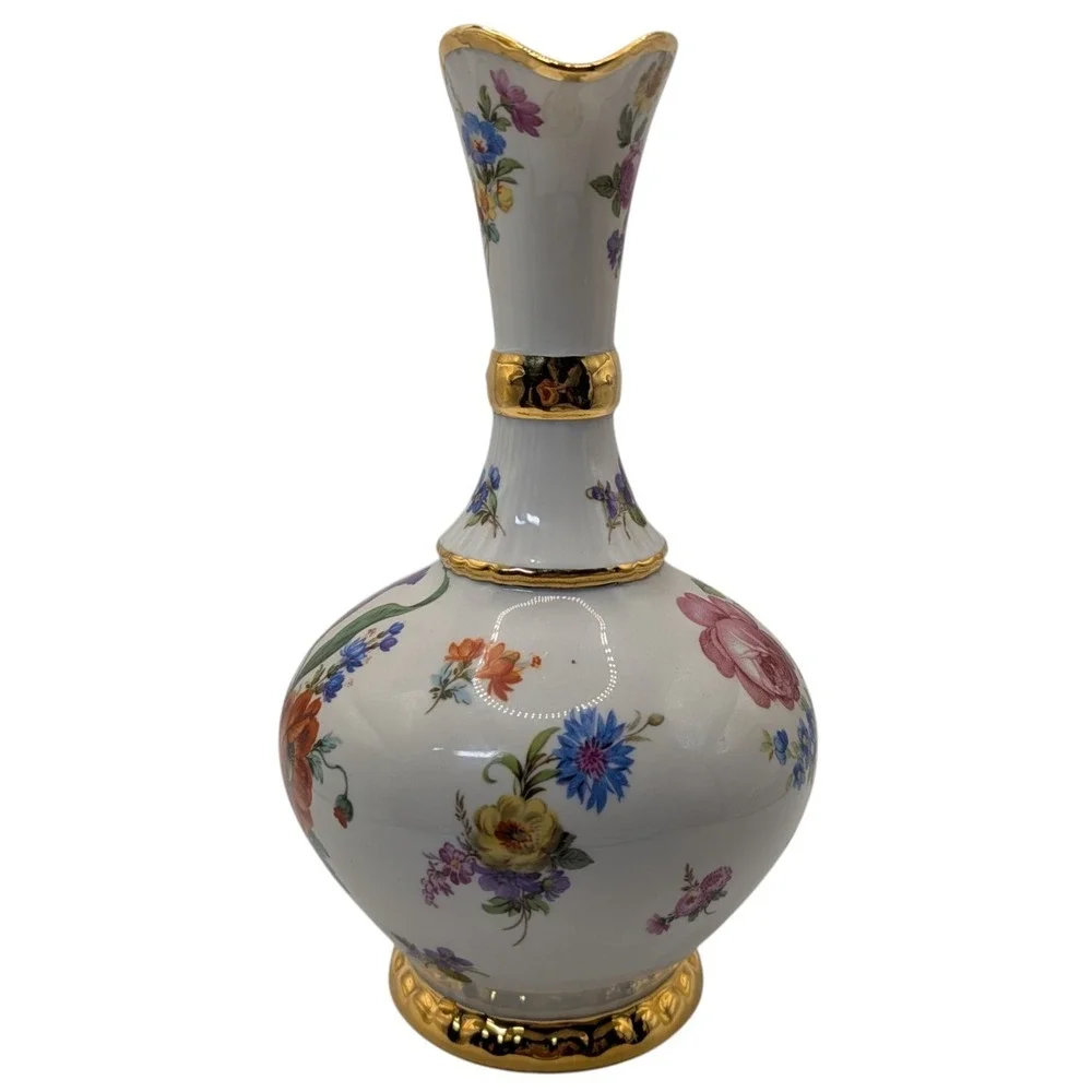 Vintage Limoges Pastaud Pircher Hand Painted Floral Pattern Heavy‎ Gold Trim